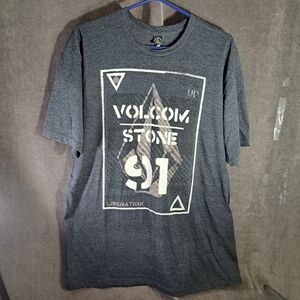 Volcom Stone 91 Up Liberation Dark Grey Heather Graphic Logo Tee G XL